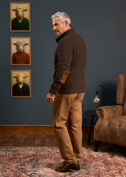 Duchally Men's Waffle Stitch Wool Jacket Cocoa