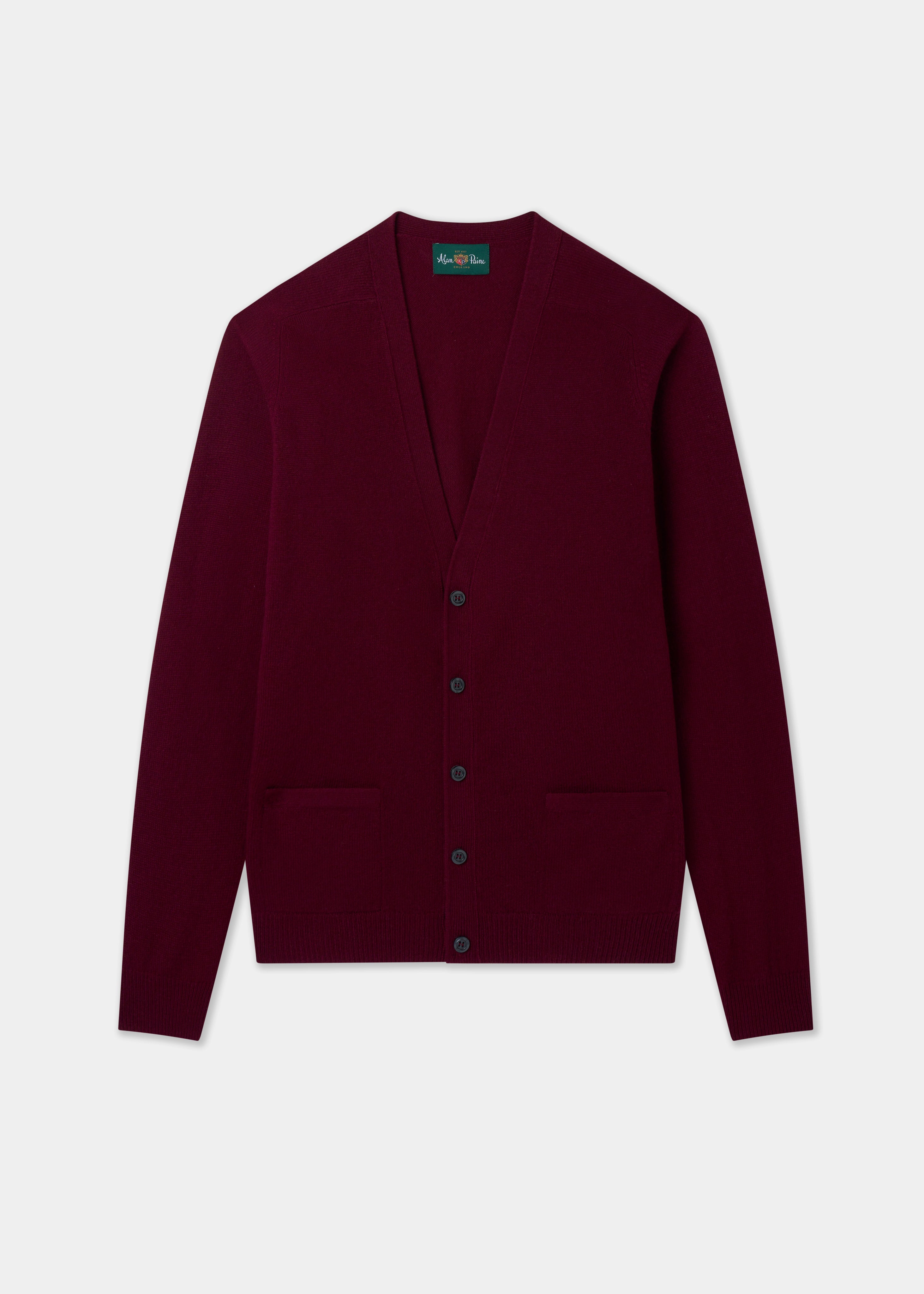 Cornwall Lambswool Cardigan in Bordeaux – Alan Paine