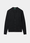 Men's Lambswool Vee Neck Cardigan Jumper in Charcoal