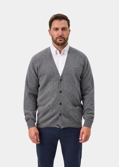 Cornwall Lambswool Cardigan in Grey Mix - Classic Fit