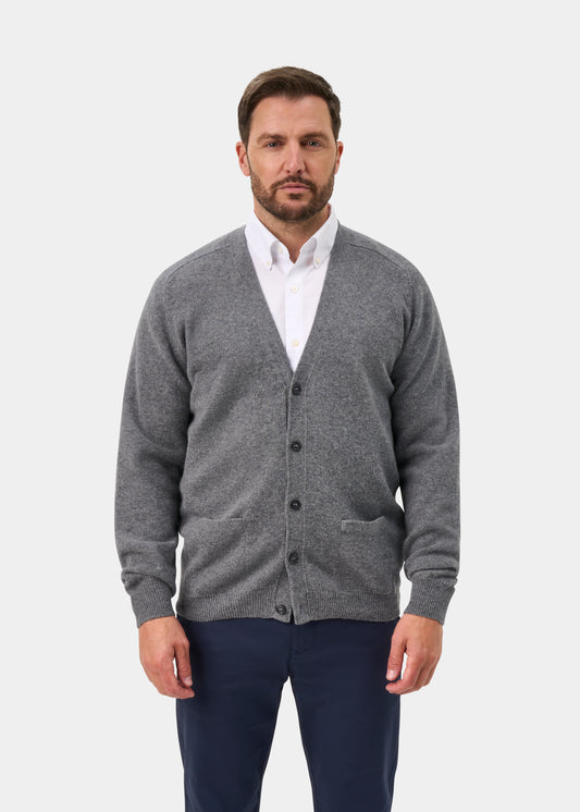 Cornwall Lambswool Cardigan in Grey Mix - Classic Fit
