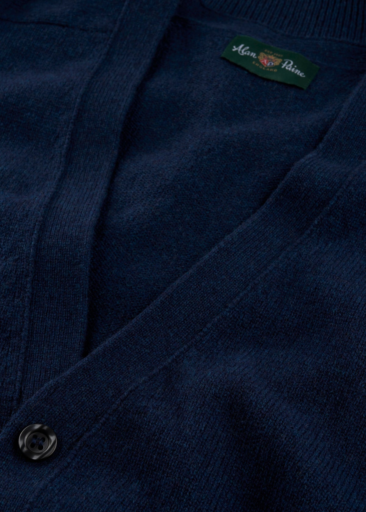 Men's Lambswool Vee Neck Cardigan Jumper in Indigo