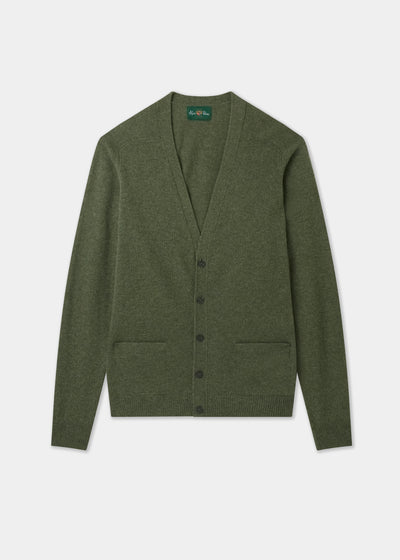 Men's Lambswool Vee Neck Cardigan Jumper in Landscape