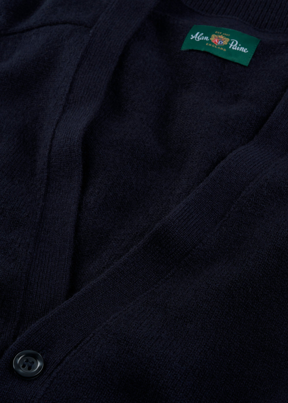 Men's Lambswool Vee Neck Cardigan Jumper in Navy