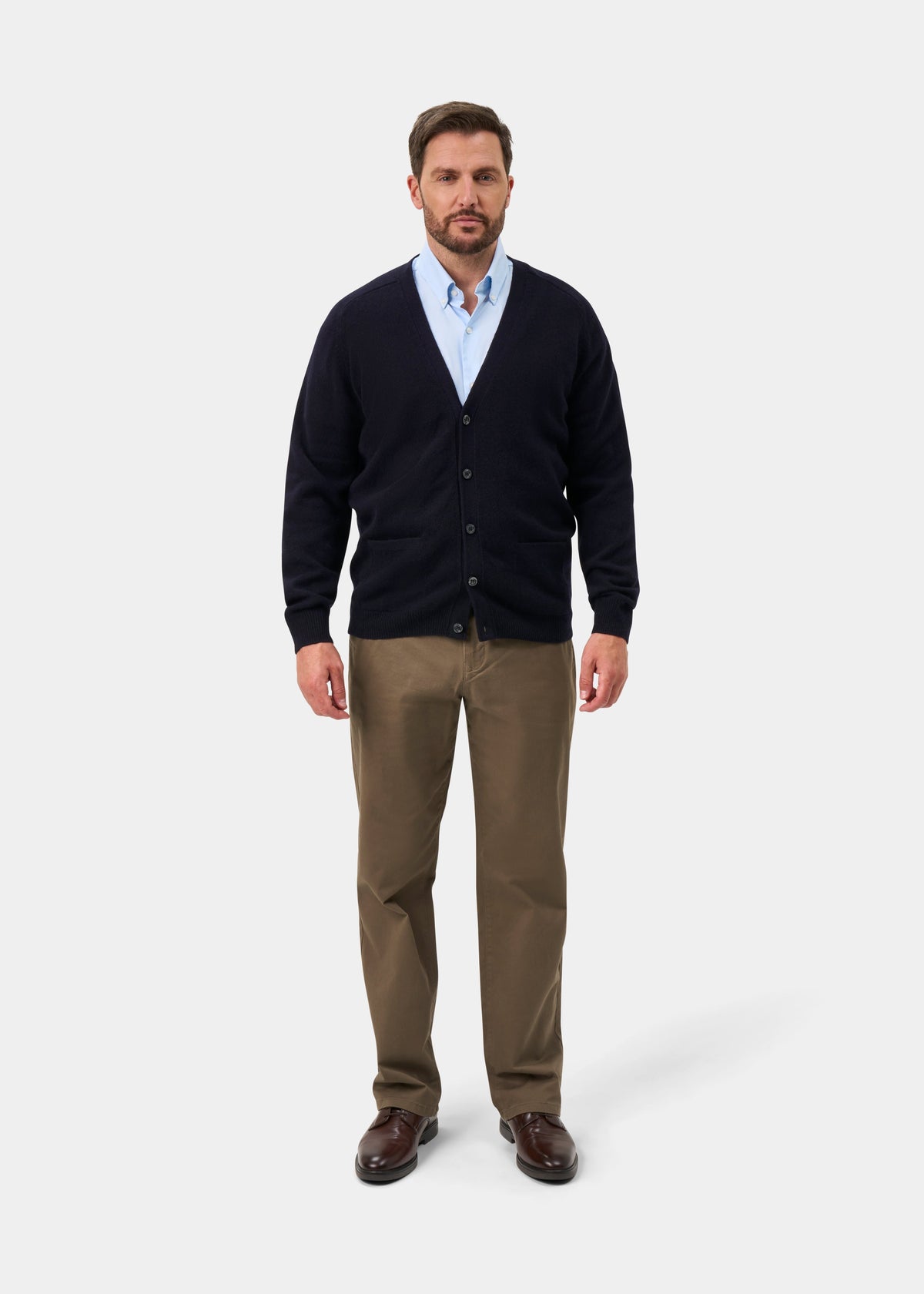 Cornwall Lambswool Cardigan in Navy - Classic Fit