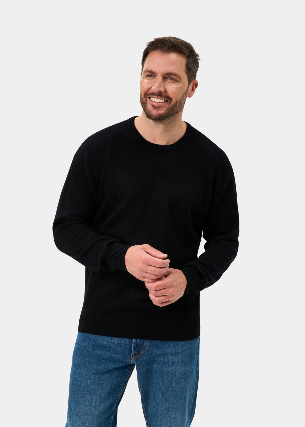 Dorset Lambswool Crew Neck Jumper In Black - Classic Fit