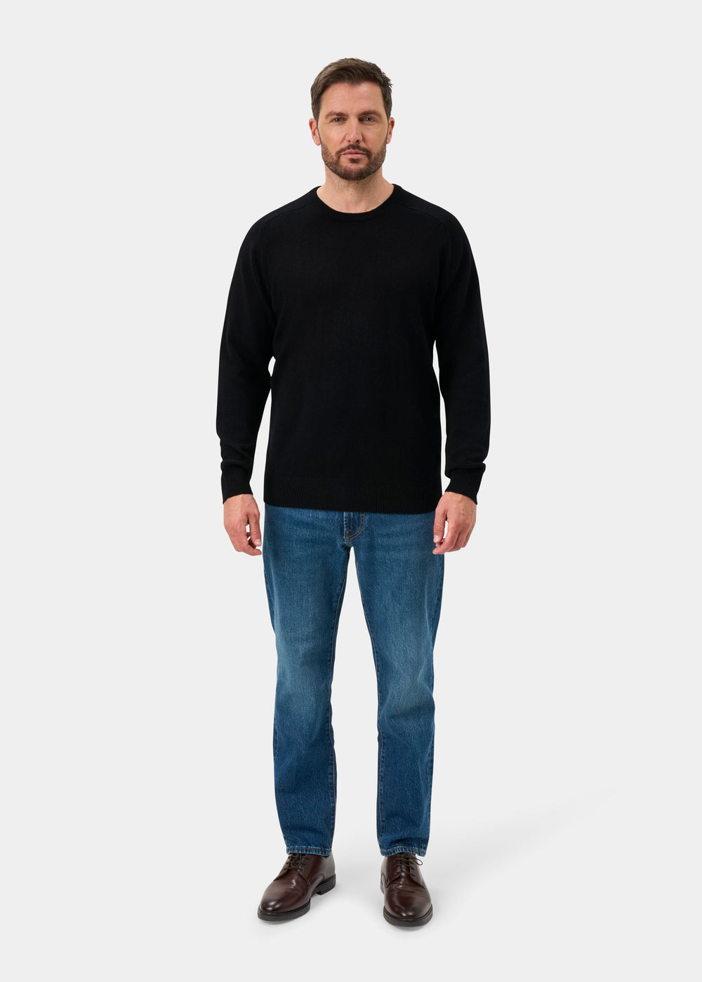 Dorset Lambswool Crew Neck Jumper In Black - Classic Fit
