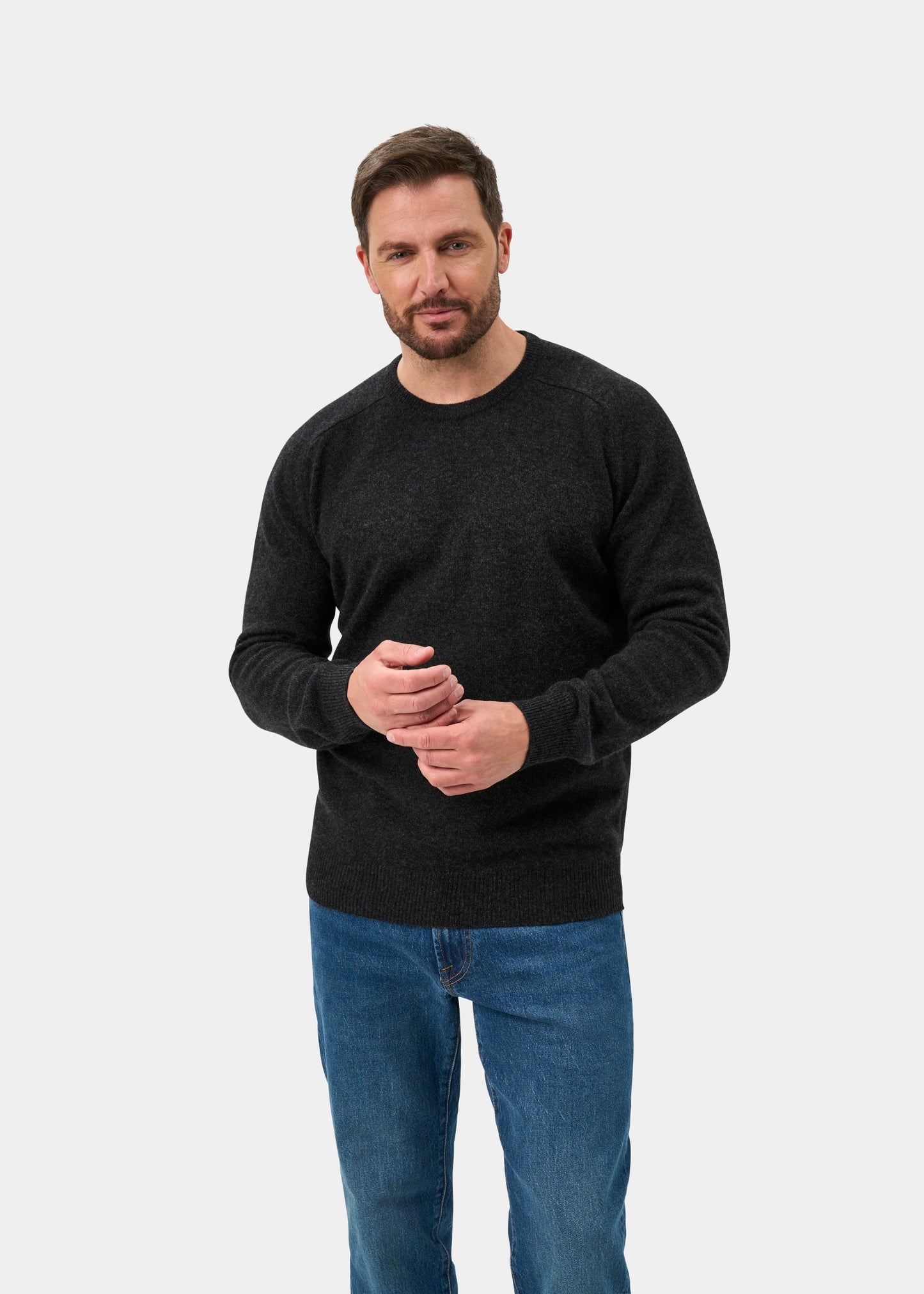 Dorset Lambswool Crew Neck Jumper In Charcoal - Classic Fit
