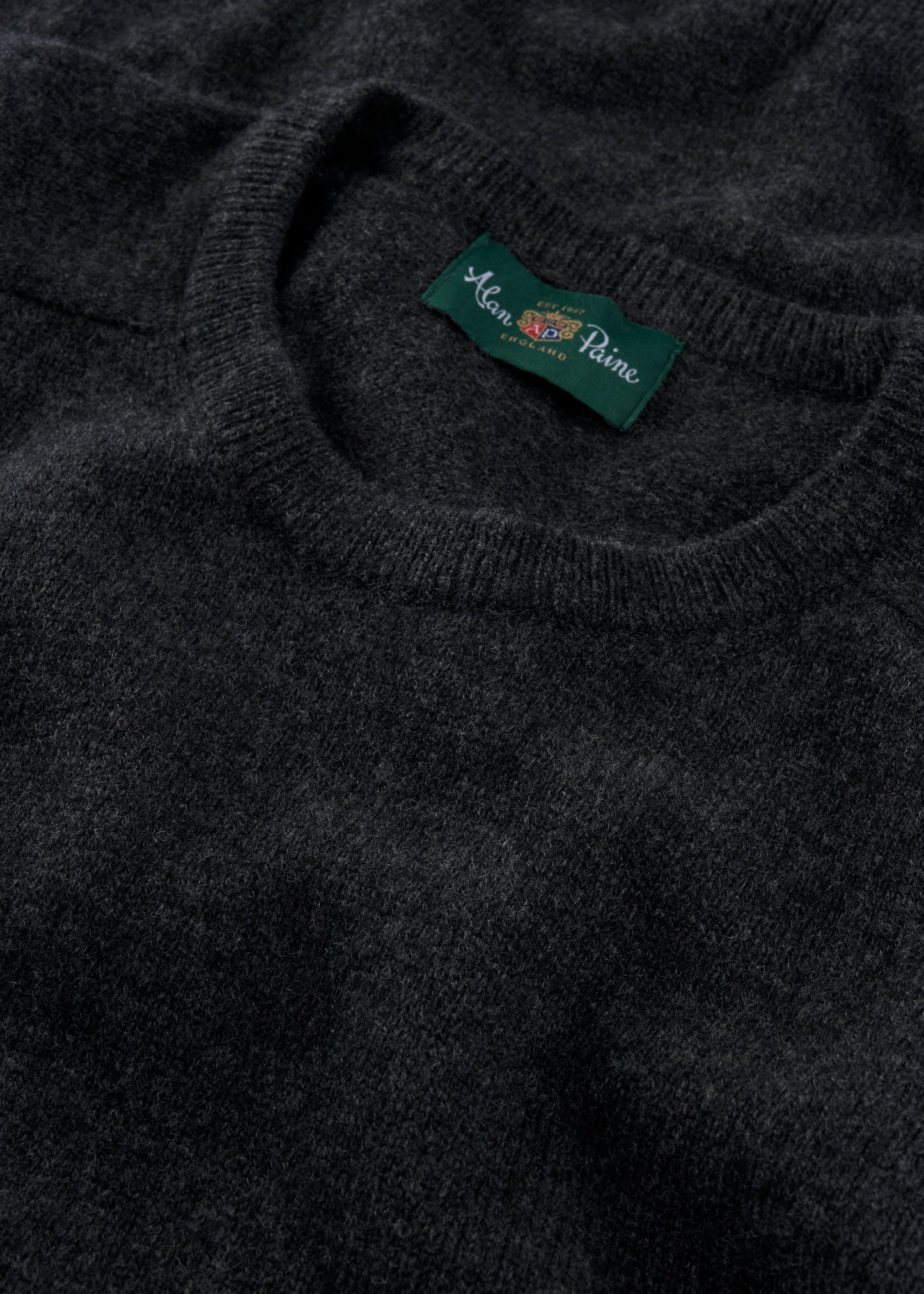 Men's Lambswool Crew Neck Jumper in Charcoal