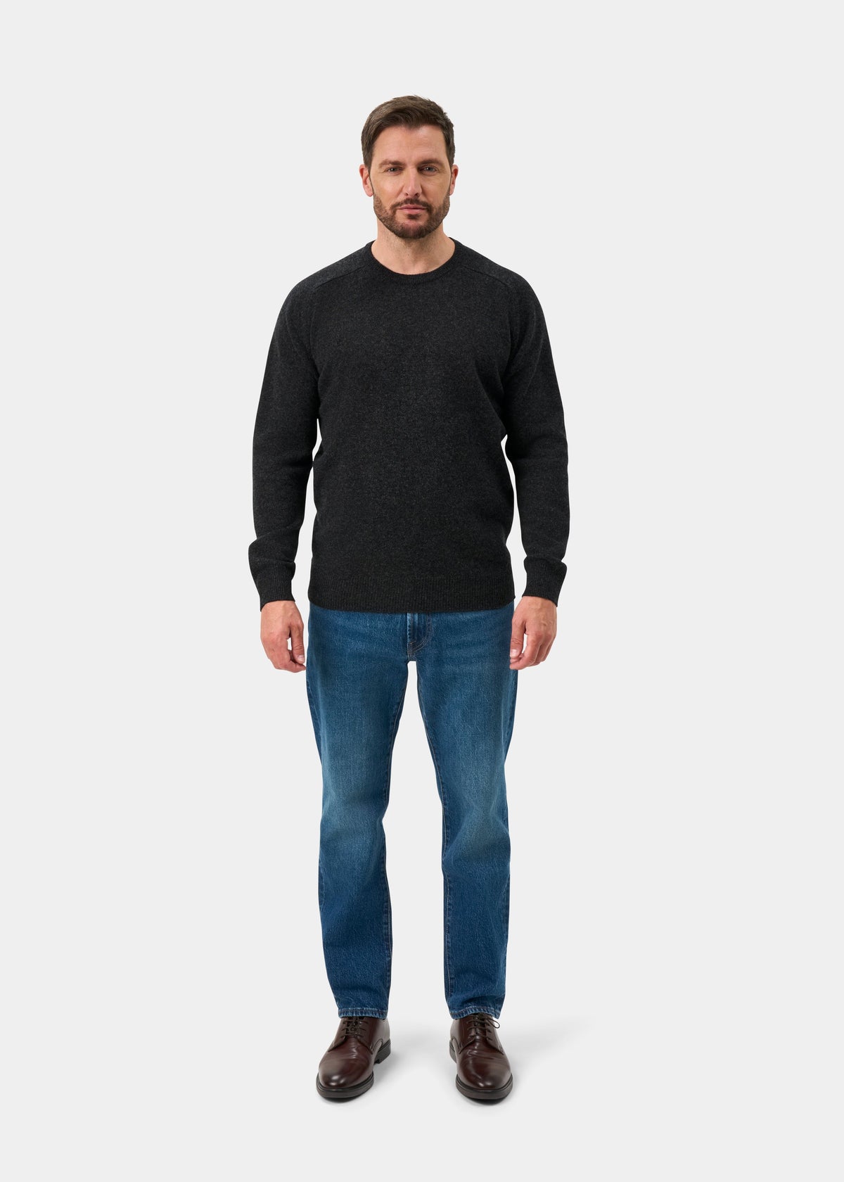 Dorset Lambswool Crew Neck Jumper In Charcoal - Classic Fit