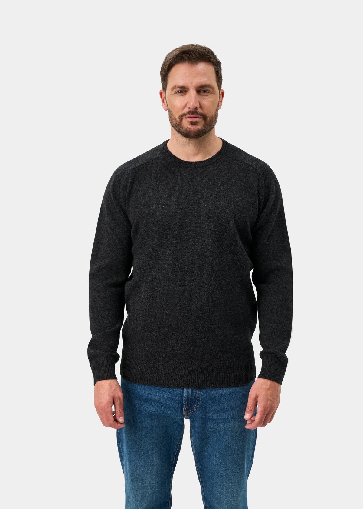 Dorset Lambswool Crew Neck Jumper In Charcoal - Classic Fit