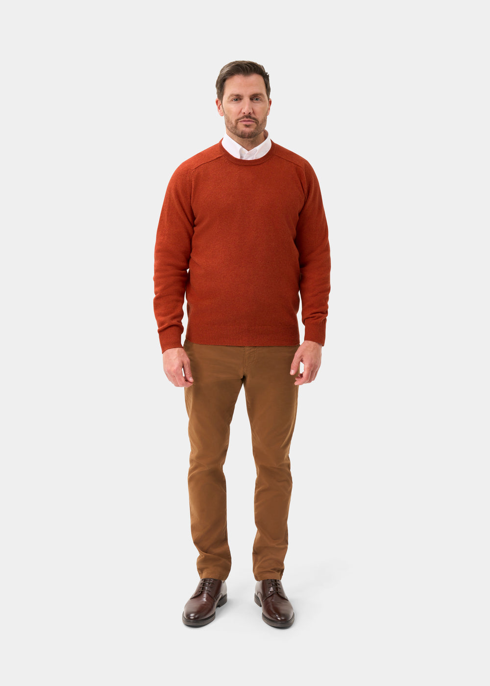 Men's Lambswool Crew Neck Jumper in Ember
