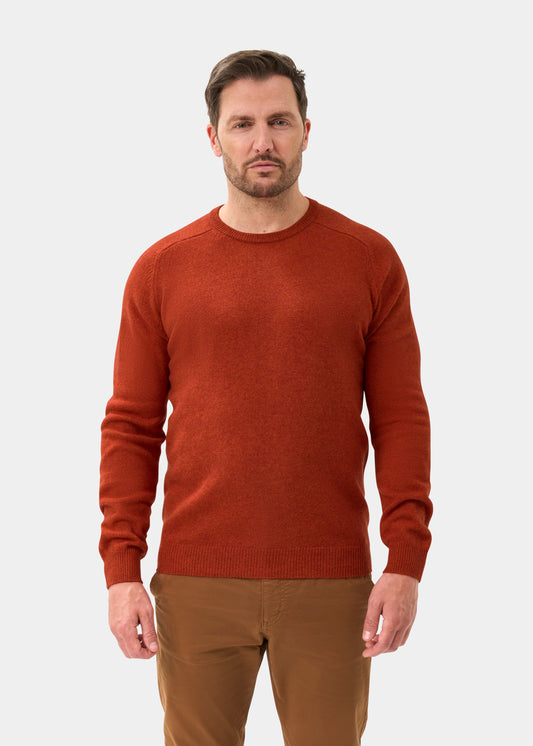Men's Lambswool Crew Neck Jumper in Ember