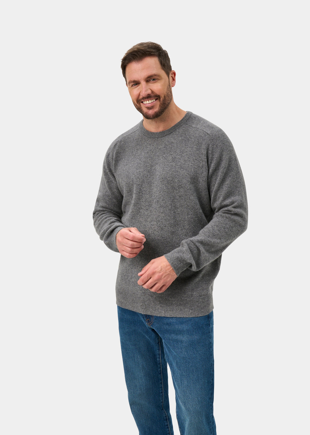 Dorset Lambswool Crew Neck Jumper In Grey Mix - Classic Fit