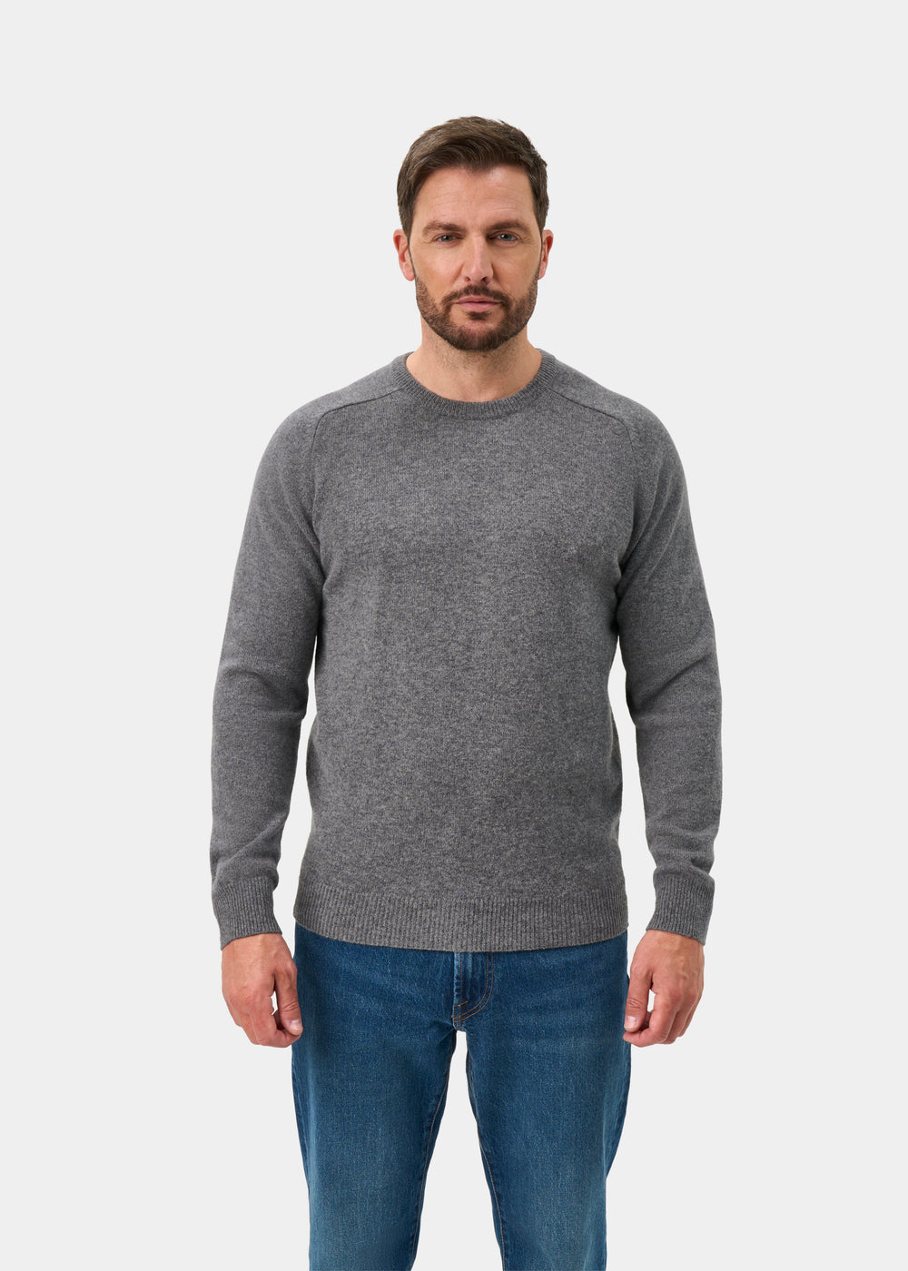 Lenzie Men's Lambswool Jumper In Grey Mix - Regular Fit