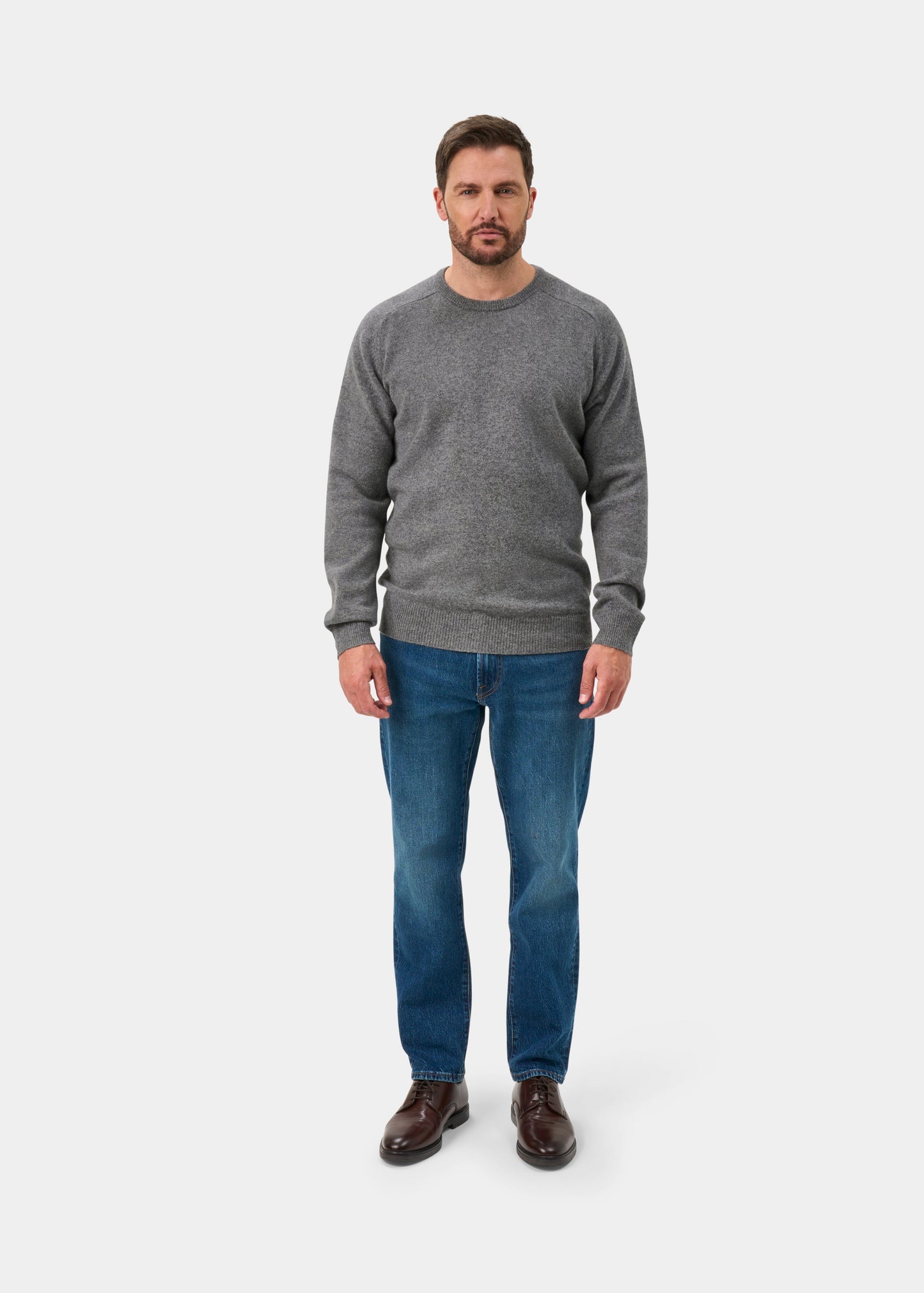 Dorset Lambswool Crew Neck Jumper In Grey Mix - Classic Fit
