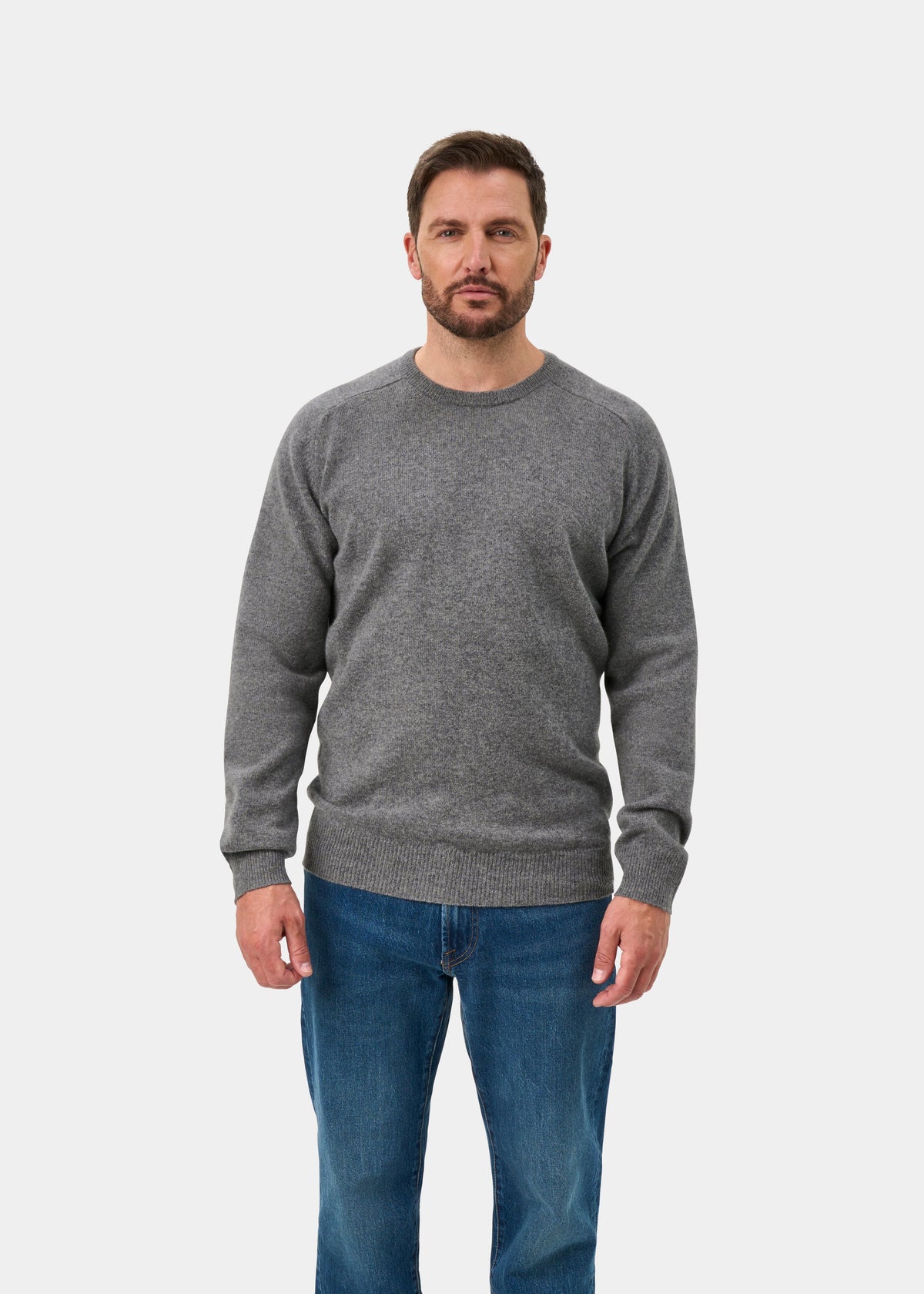Dorset Lambswool Crew Neck Jumper In Grey Mix - Classic Fit