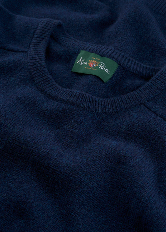 Men's Lambswool Crew Neck Jumper in Indigo