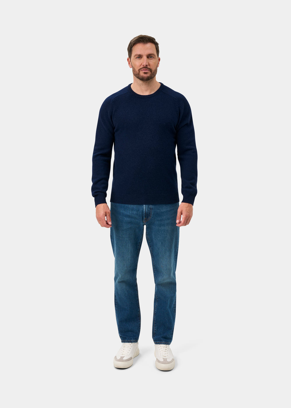 Lenzie Men's Lambswool Jumper In Indigo - Regular Fit