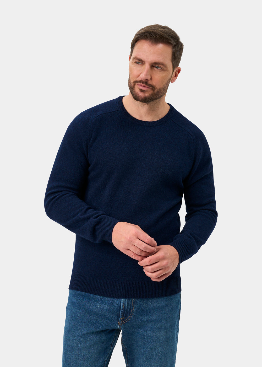 Lenzie Men's Lambswool Jumper In Indigo - Regular Fit