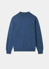 The Lenzie Lambswool Crew Neck Jumper in Jeans, regular fit, is displayed on a plain grey background.