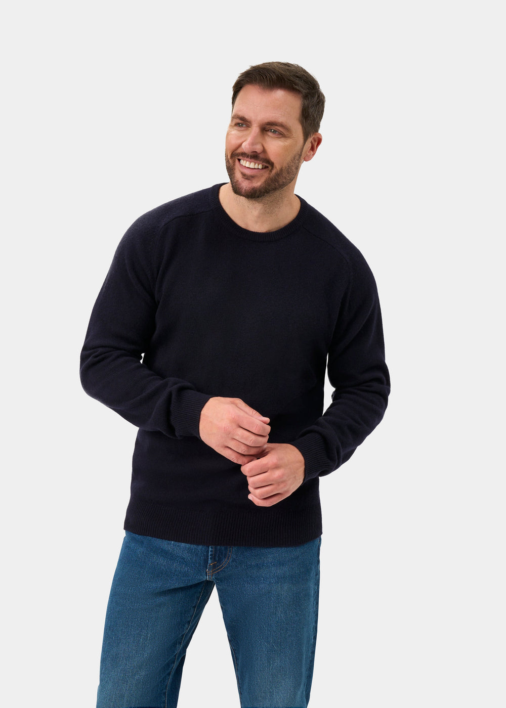 Dorset Lambswool Crew Neck Jumper In Navy - Classic Fit