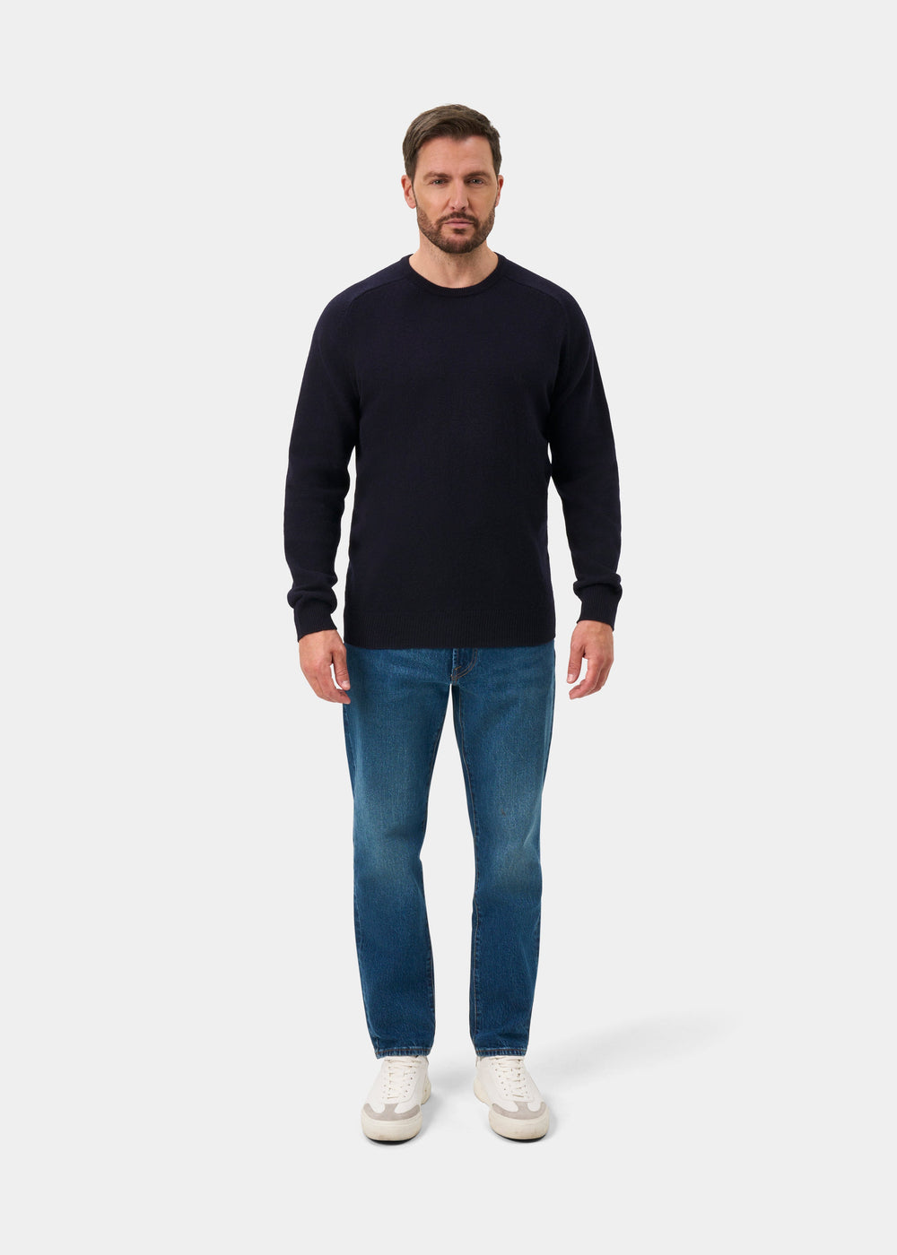Dorset Lambswool Crew Neck Jumper In Navy - Classic Fit