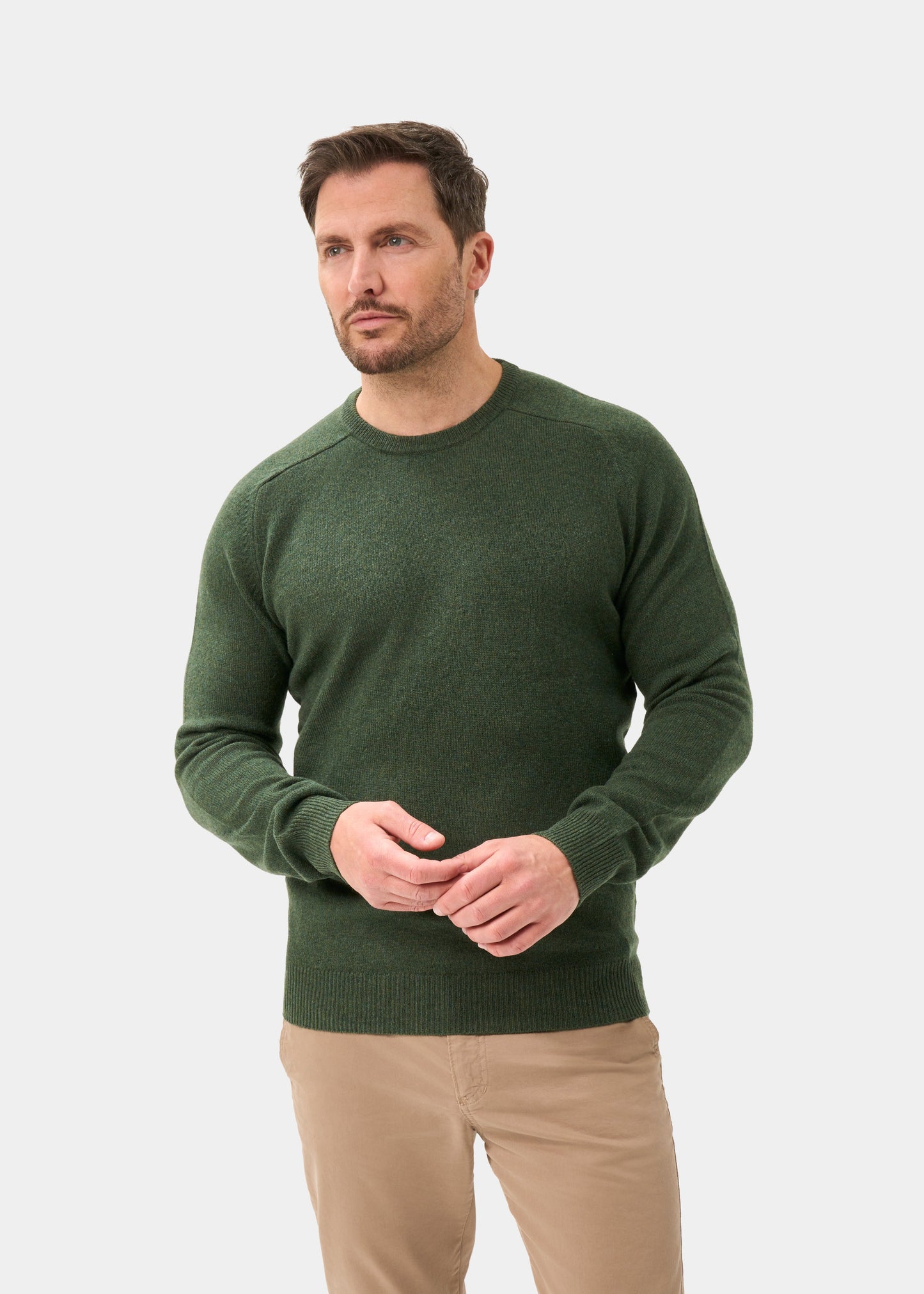 Men's Lambswool Crew Neck Jumper in Rosemary