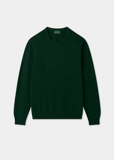 Men's Lambswool Crew Neck Jumper in Tartan Green