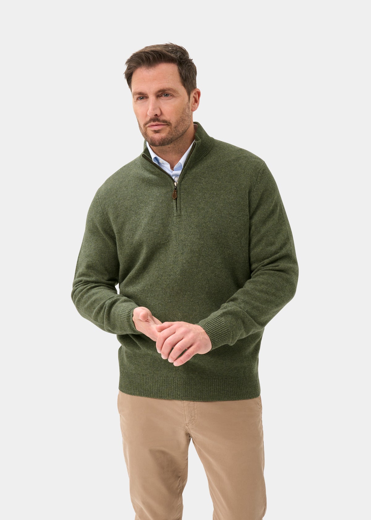 Men's Lambswool Quarter Zip Neck Jumper in Landscape