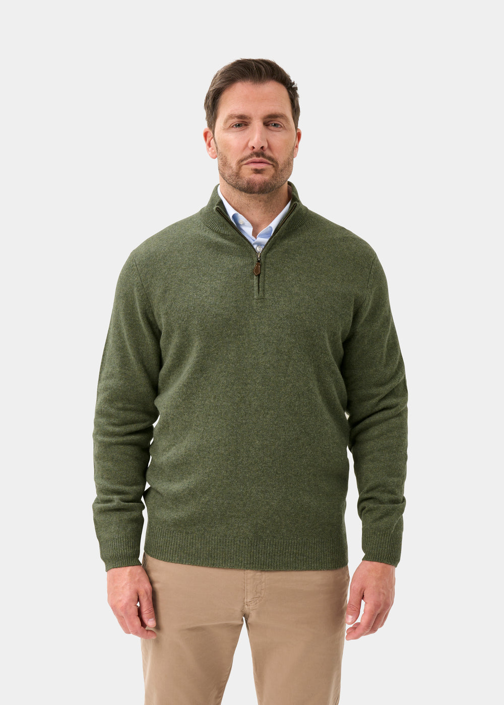 Men's Lambswool Quarter Zip Neck Jumper in Landscape