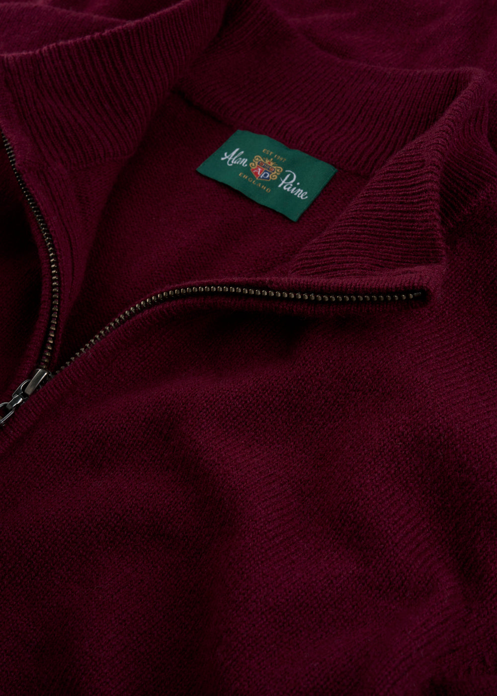 Men's Lambswool Quarter Zip Neck Jumper in Bordeaux