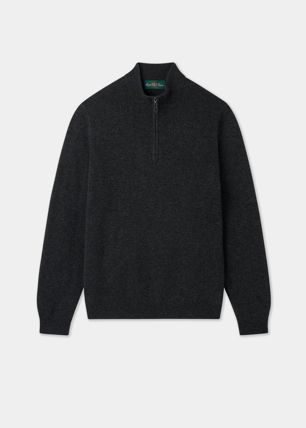 Men's Lambswool Quarter Zip Neck Jumper in Charcoal