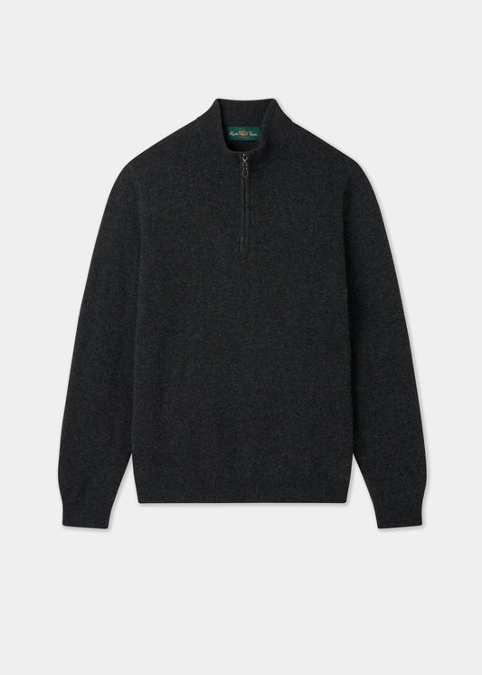 Men's Lambswool Quarter Zip Neck Jumper in Charcoal