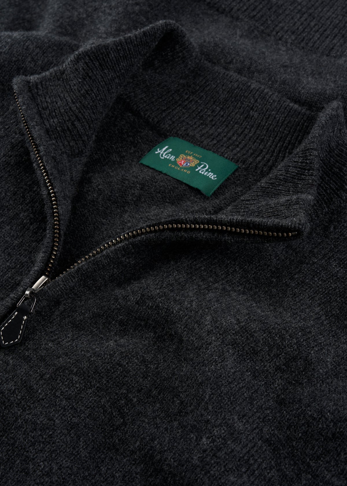 Men's Lambswool Quarter Zip Neck Jumper in Charcoal