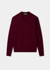 Men's Lambswool Vee Neck Jumper in Bordeaux