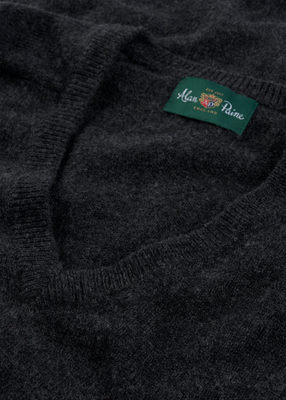 Men's Lambswool Vee Neck Jumper in Charcoal