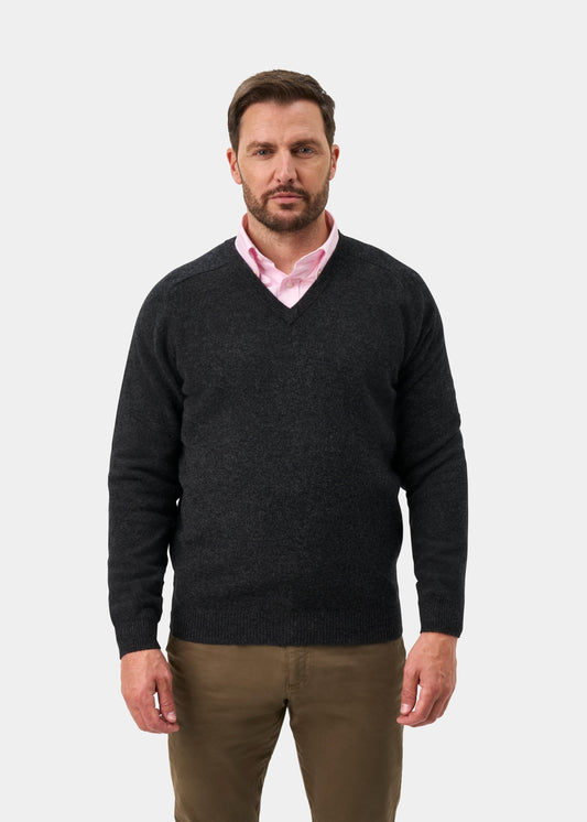 Kilsyth Men's Lambswool Jumper in Charcoal - Regular Fit