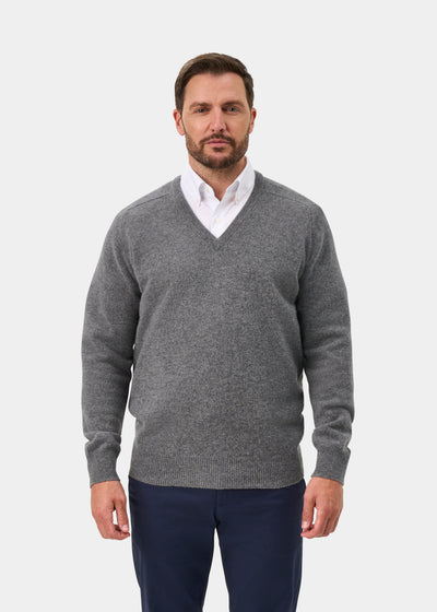 Hampshire Lambswool Jumper in Grey Mix - Classic Fit