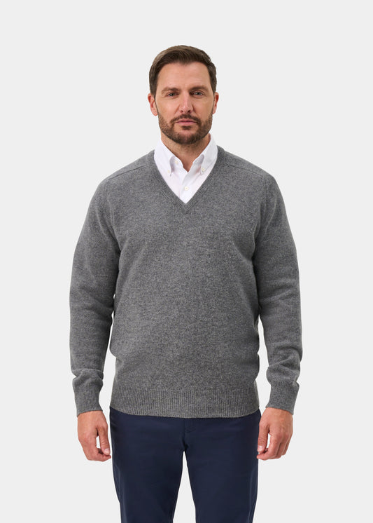 Hampshire Lambswool Jumper in Grey Mix - Classic Fit