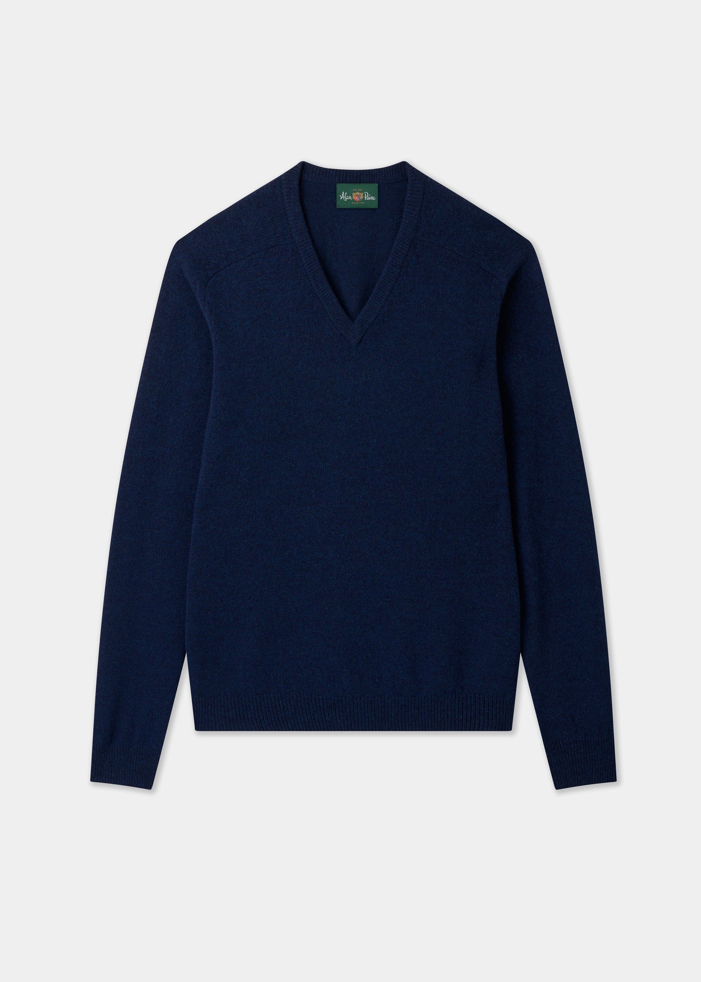 Men's Lambswool Vee Neck Jumper in Indigo
