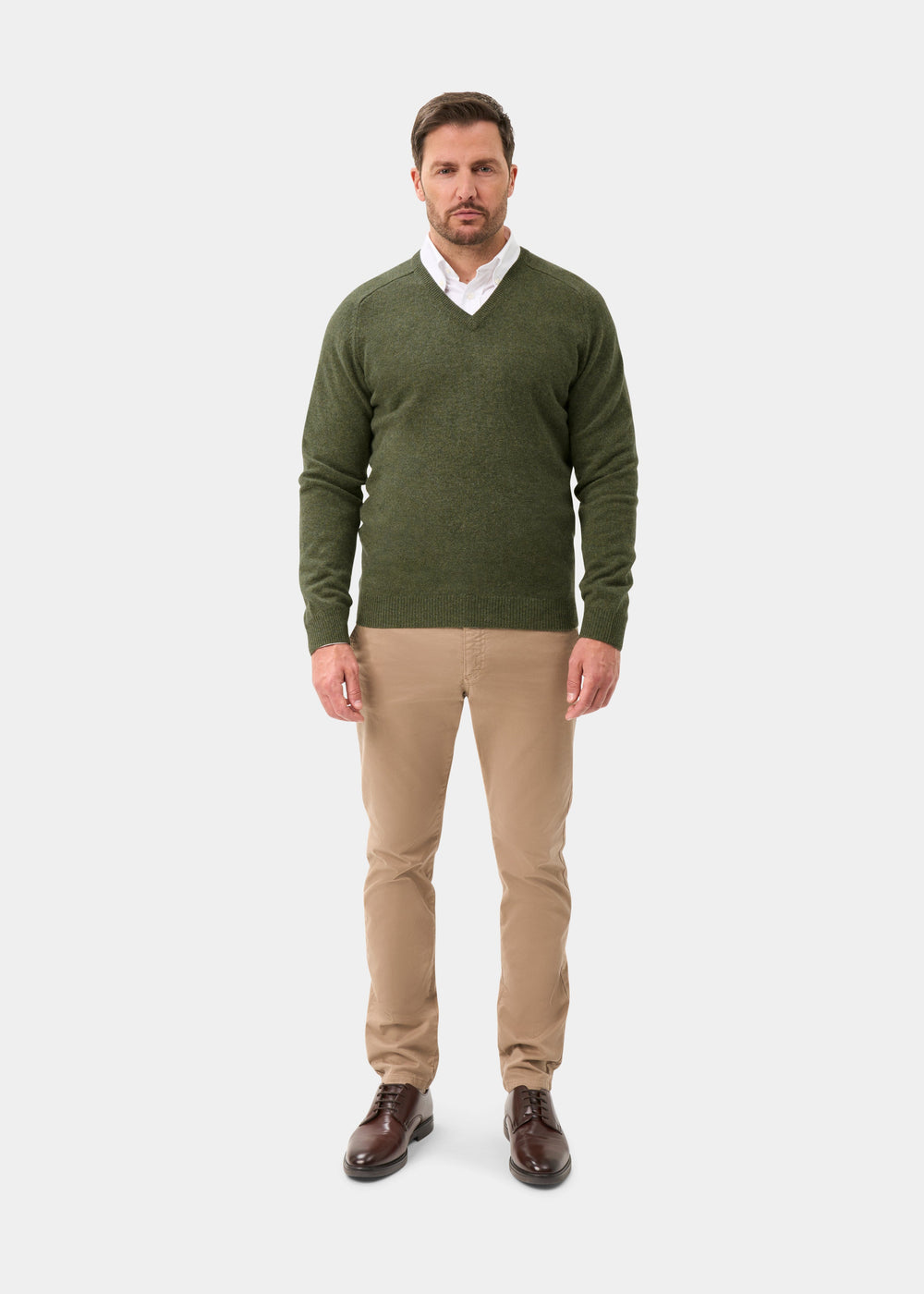 Men's Lambswool Vee Neck Jumper in Landscape