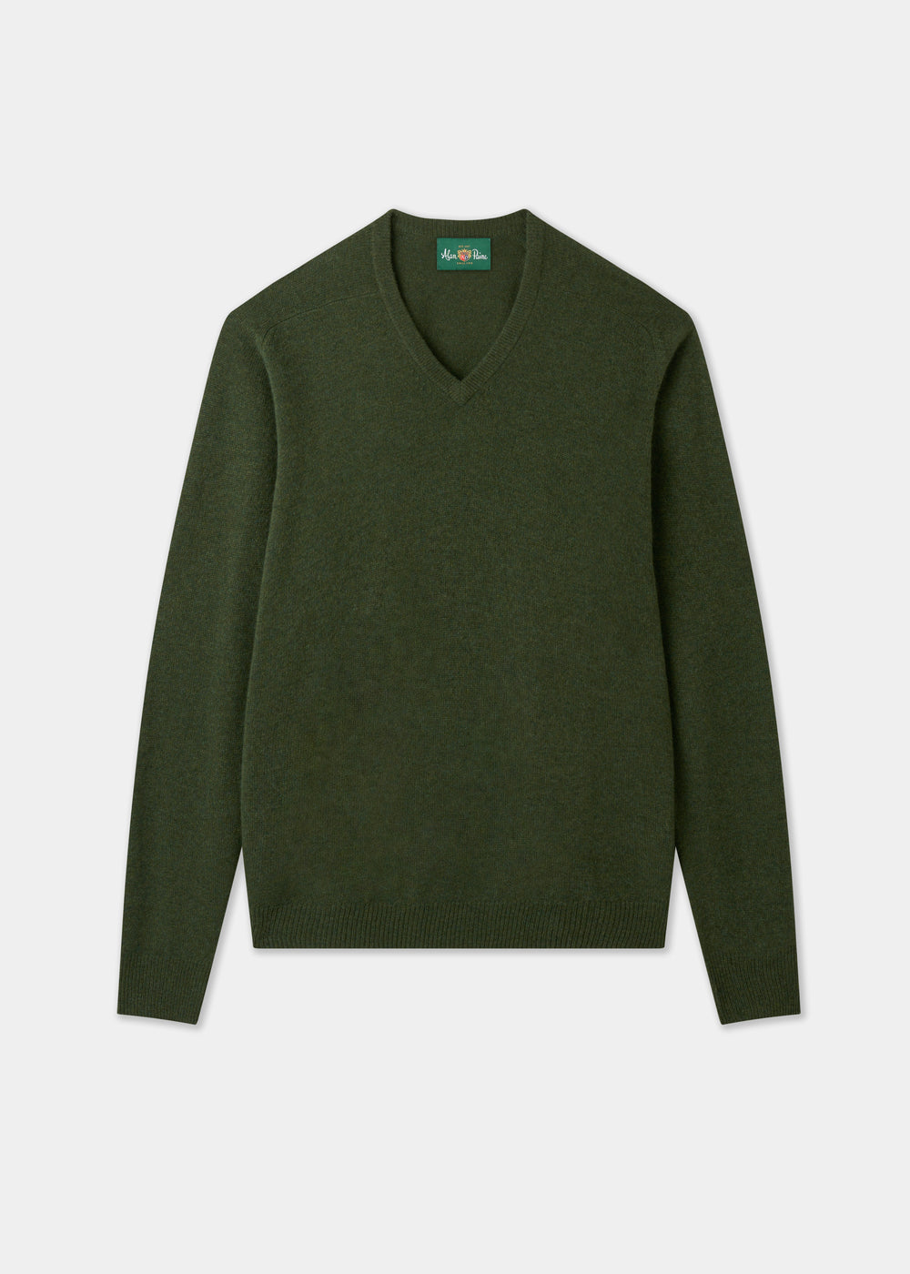 Men's Lambswool Vee Neck Jumper in Rosemary