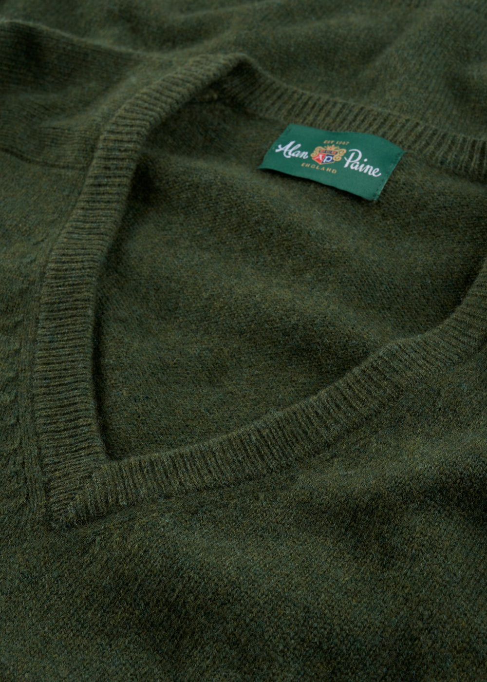 Men's Lambswool Vee Neck Jumper in Rosemary