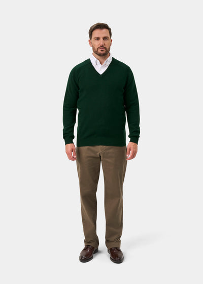 Kilsyth Men's Lambswool Jumper in Tartan Green - Regular Fit