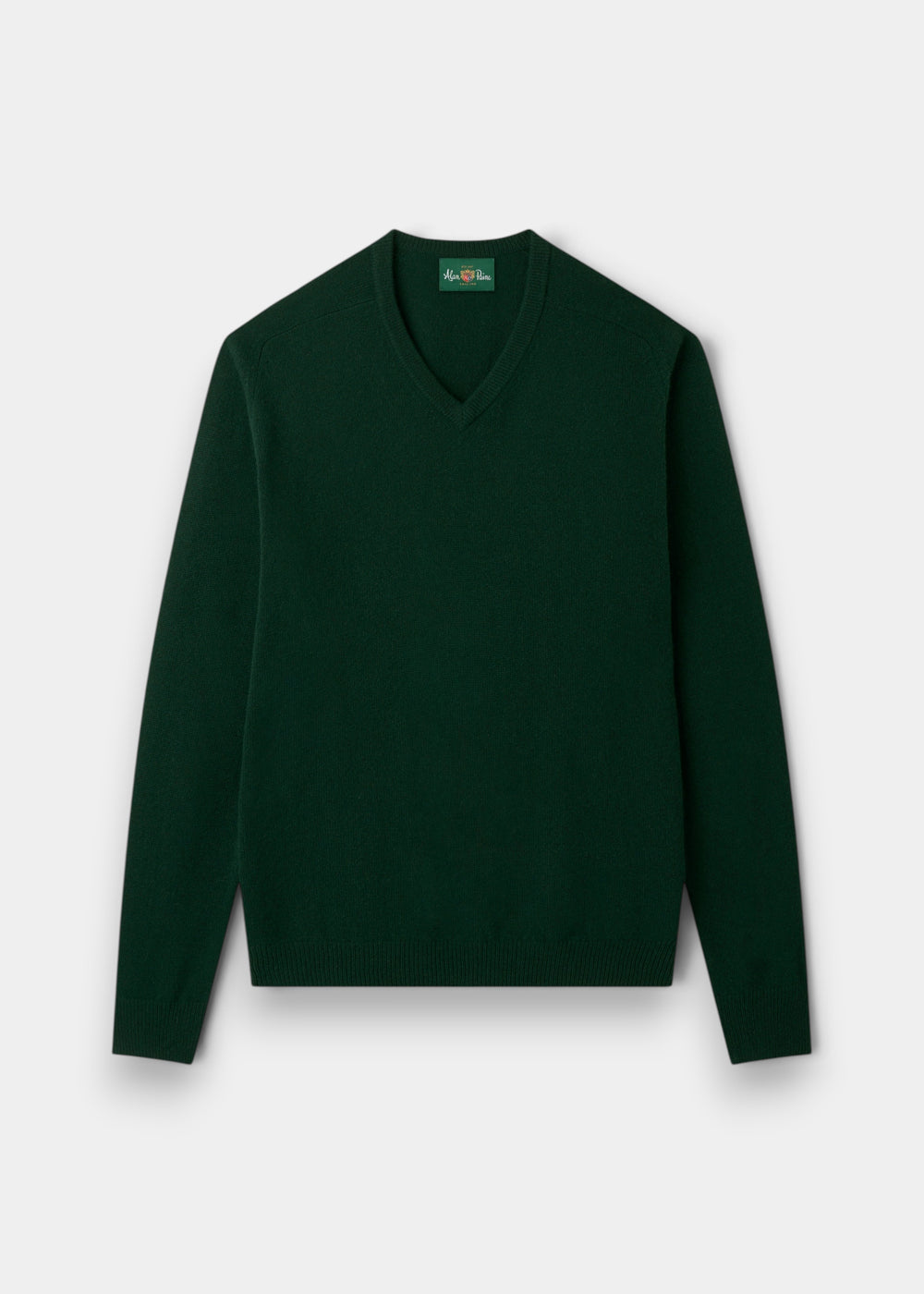 Men's Lambswool Vee Neck Jumper in Tartan Green