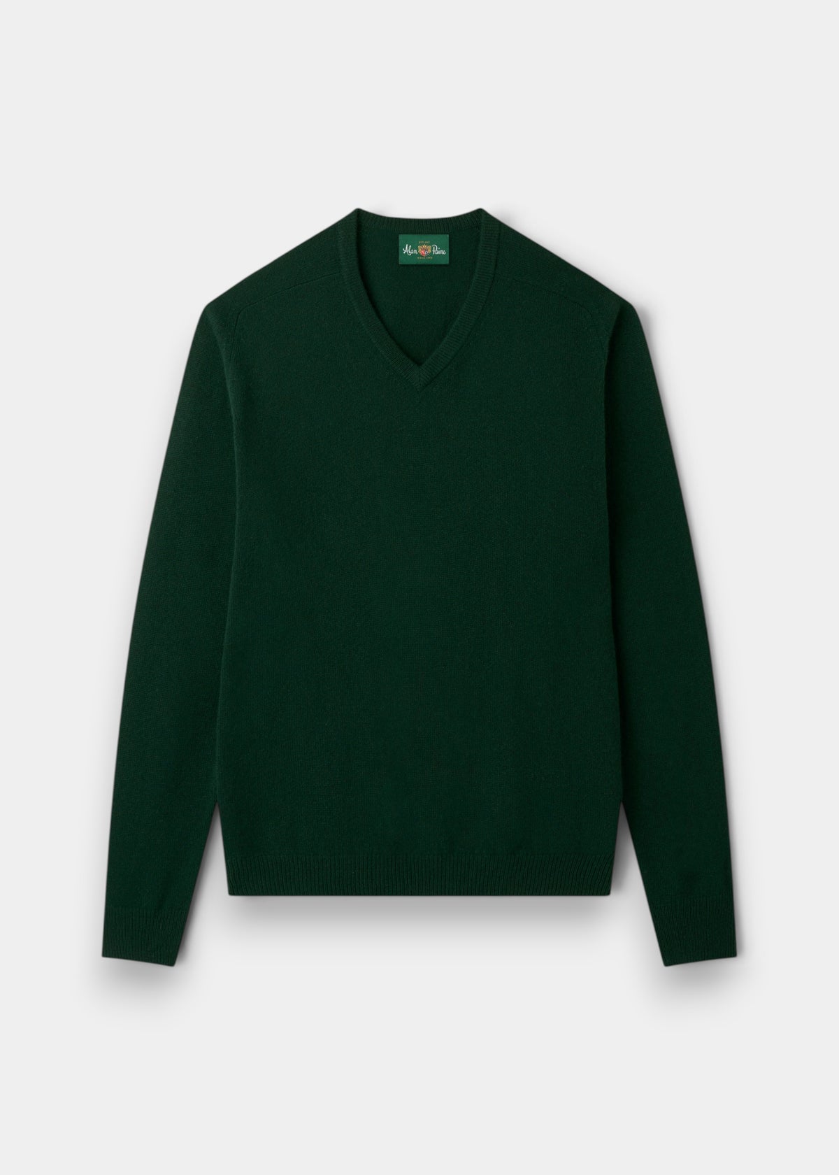 Men's Lambswool Vee Neck Jumper in Tartan Green