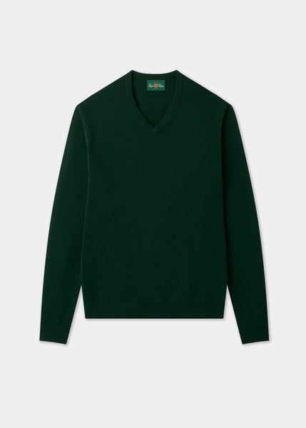 Hampshire Men's V Neck Jumper in Green – Alan Paine