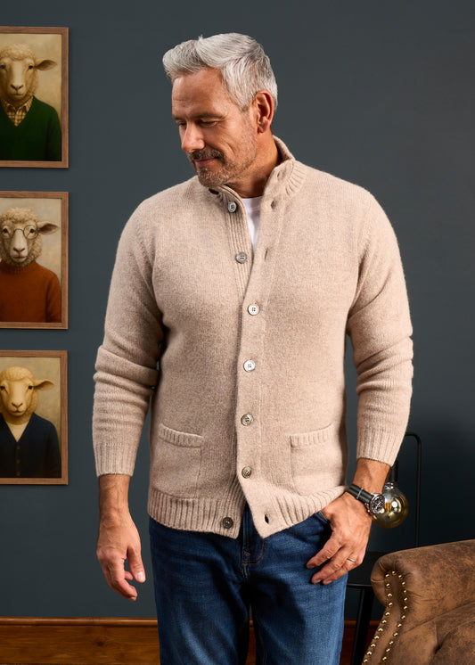 Mens-Lambswool-Mock-Neck-Jumper-Cream