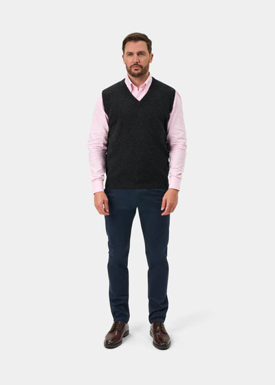 Norfolk Men's Lambswool Slipover in Charcoal - Classic Fit